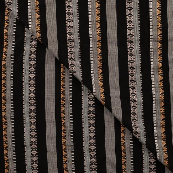 Viskose Schwarz mit Ethno Streifen